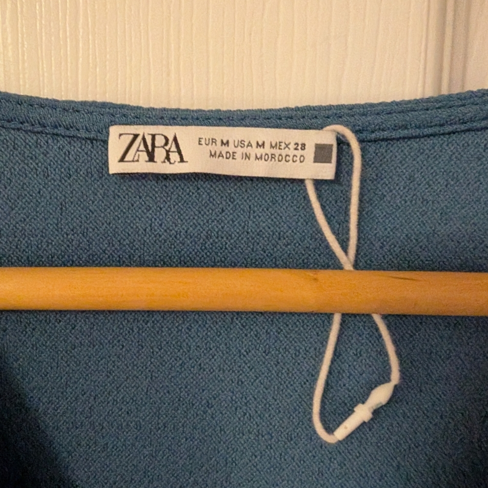 Zara Blue Textured Dress - Picture 2 of 4